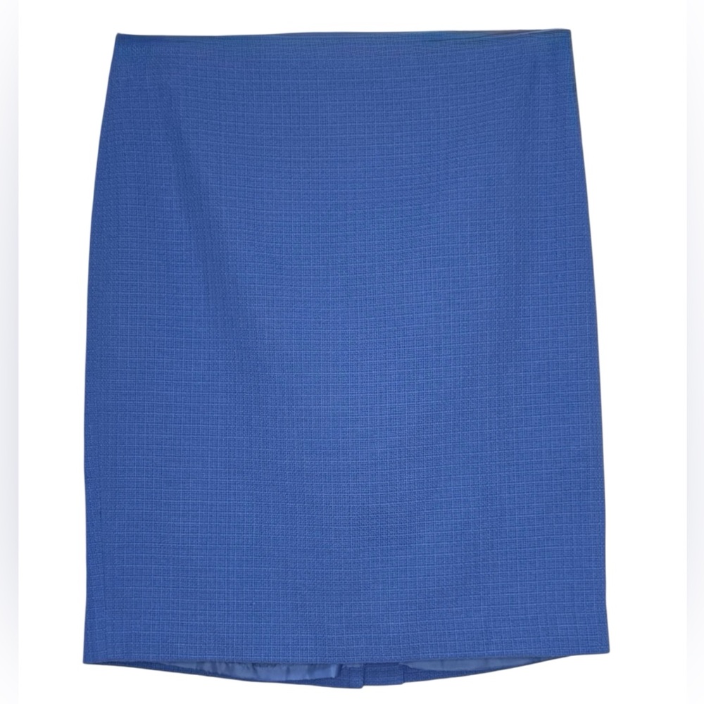 TALBOTS Petites Blue Textured Cotton Blend Skirt Lined Size 8P
